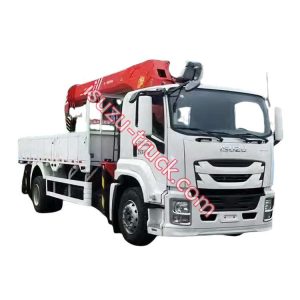 sany crane 20tons straight arm type mounted on the ISUZU giga chassis painted white color displyed on www.isuzu-truck.com