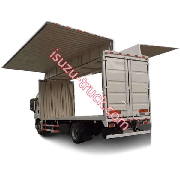 ISUZU GIGA ,Wingspan cargo box truck,mobile ISUZU cargo lorry fly wing,GIGA open wing box truck shows on www.isuzu-truck.com