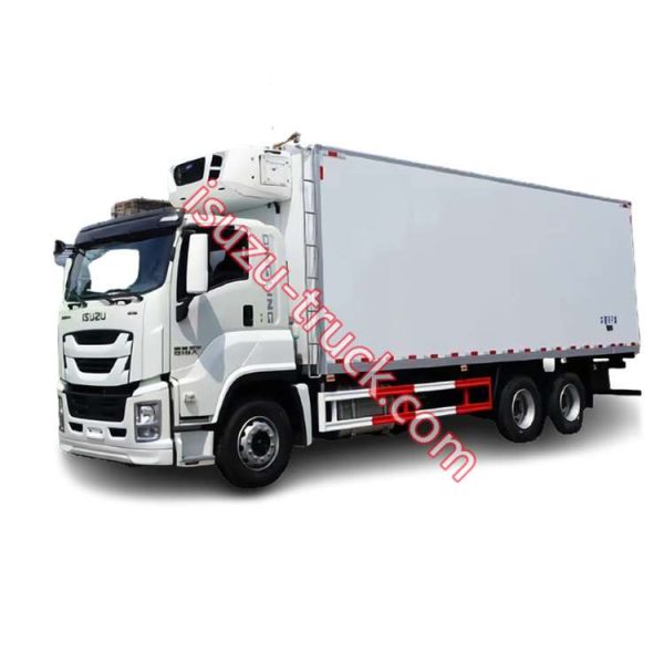 GIGA 6x4 white color ISUZU refrigerated transport truck,freezer loading vehicle truck shows on www.isuzu-truck.com