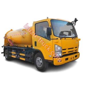 ISUZU sewer vacuum clean truck vacuum type yellow color shows on www.isuzu-truck.com