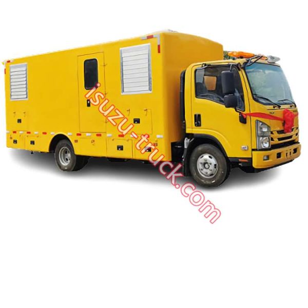 ISUZU Emergency power rescue truck named ISUZU road power supply truck,Logistics Support Vehicle Multi-function with fold crane power supply support Service Truck, Multifunction charging electric trucks,Multifunction Battery-powered UPS Emergency Power Supply truck shows on www.isuzu-truck.com