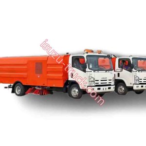 white color cabin and yellow sweeper body truck shows on isuzu-truck.com