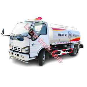 light duty white color refilled fuel ISUZU oil bowser truck shows on isuzu-trucks.com
