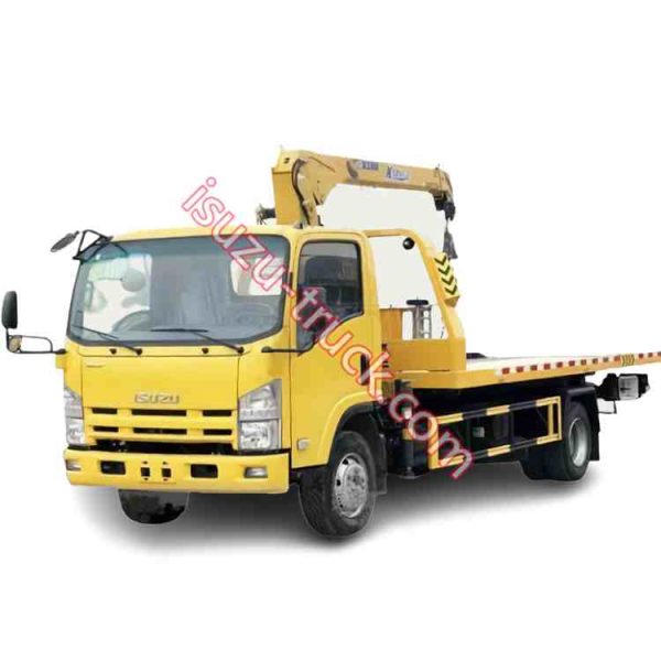 ISUZU flatbed wrecker with crane shows on isuzu-truck.com